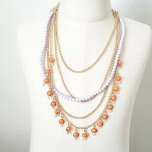 Charming Charlie Orange and Lavender Purple Gold Tone Necklace NWT